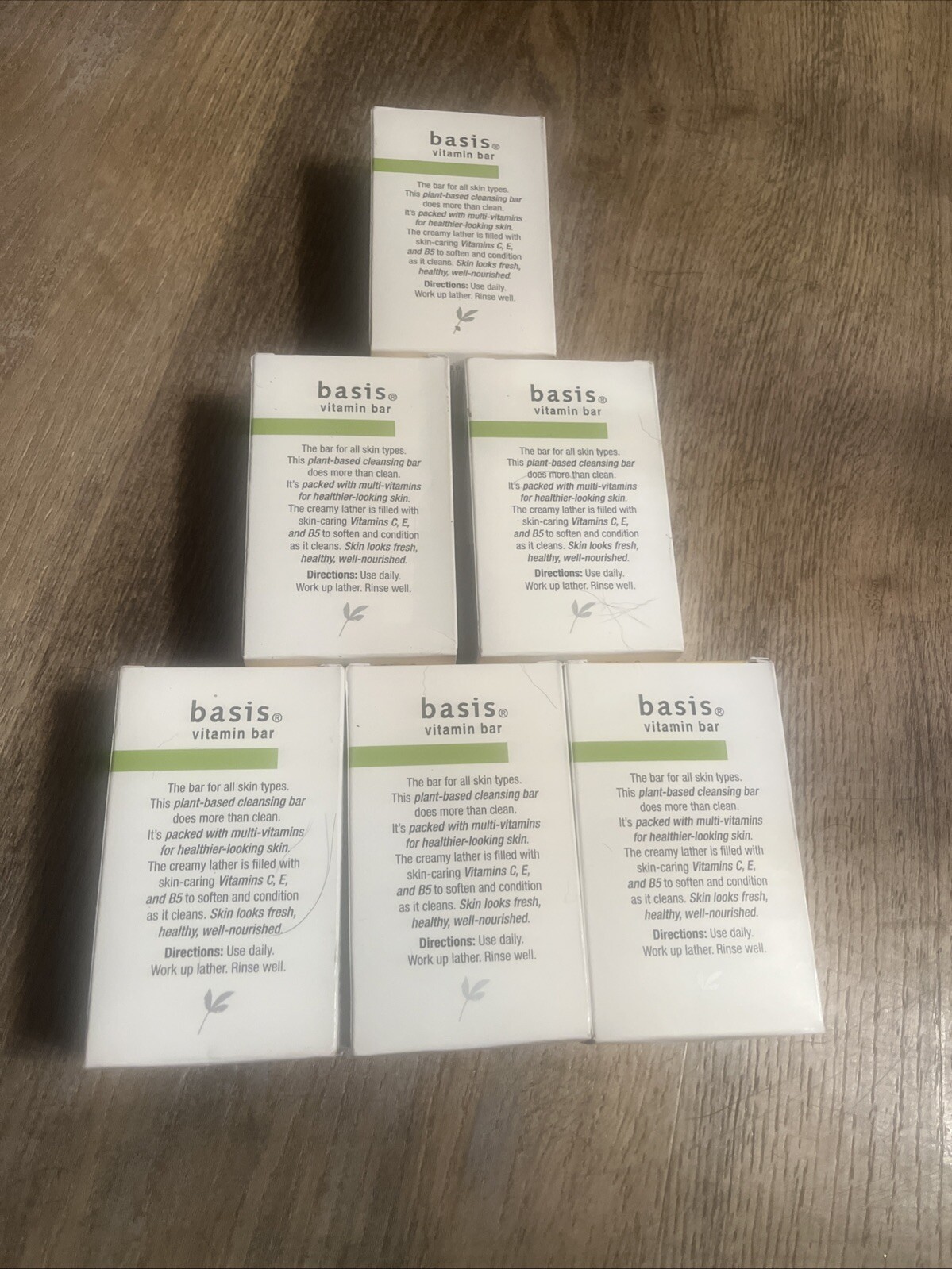 6 Bars Basis Vitamin Bar Soap Cleans & Softens 4oz EA Plant-Based Vits C/E/B5