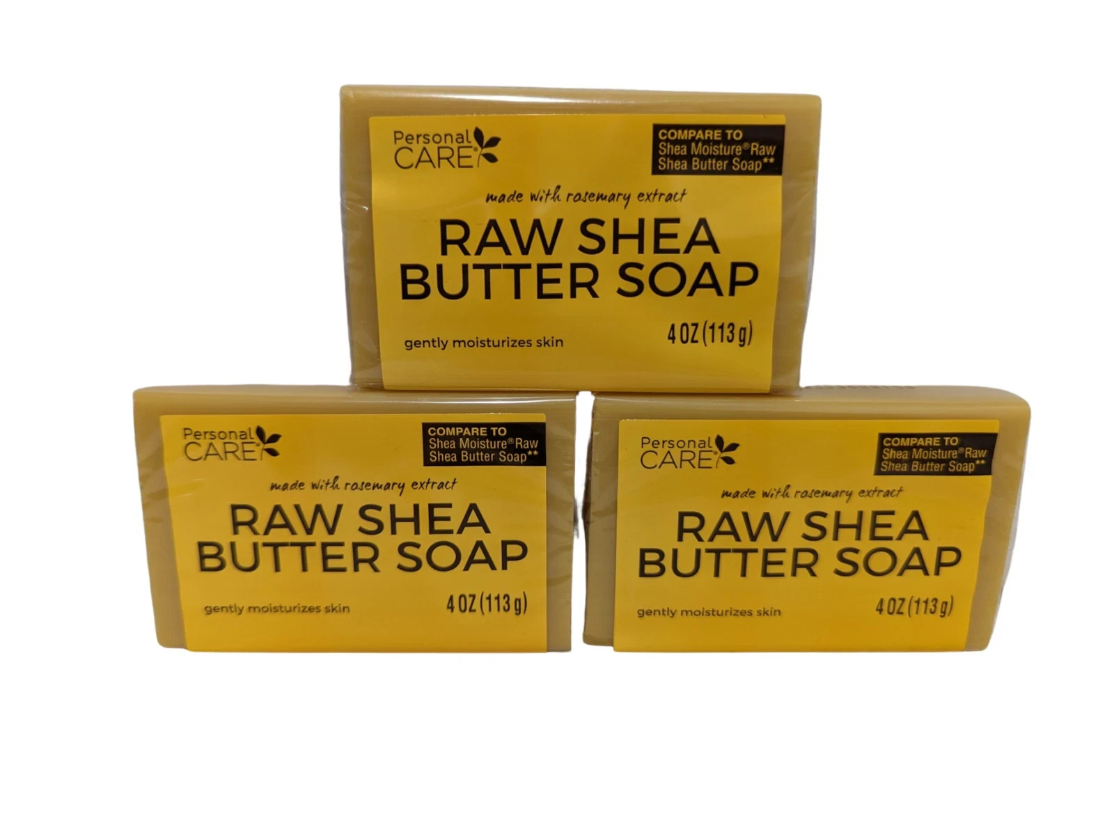 Raw Shea Butter 4 oz Soap bars Moisturizes with Rosemary Extract 3 Pack