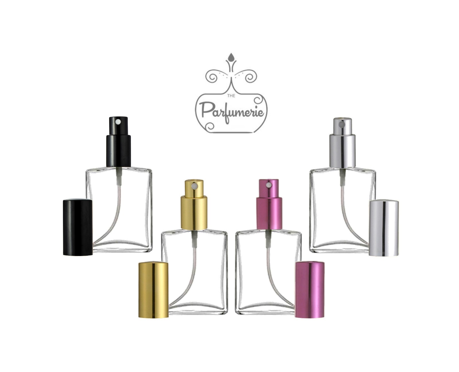 Perfume Spray Glass Atomizer 1 oz. (30 ml) 2 oz. (60 ml) Empty, Refillable, Flat