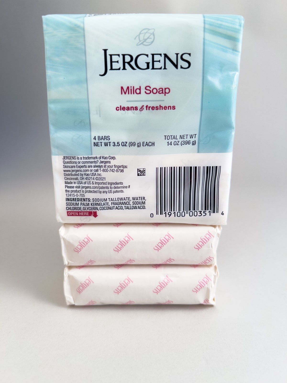 Jergens Mild Soap 3.5 oz Bath Bar Mild Soap New (6 Bars in Total) Made in USA.
