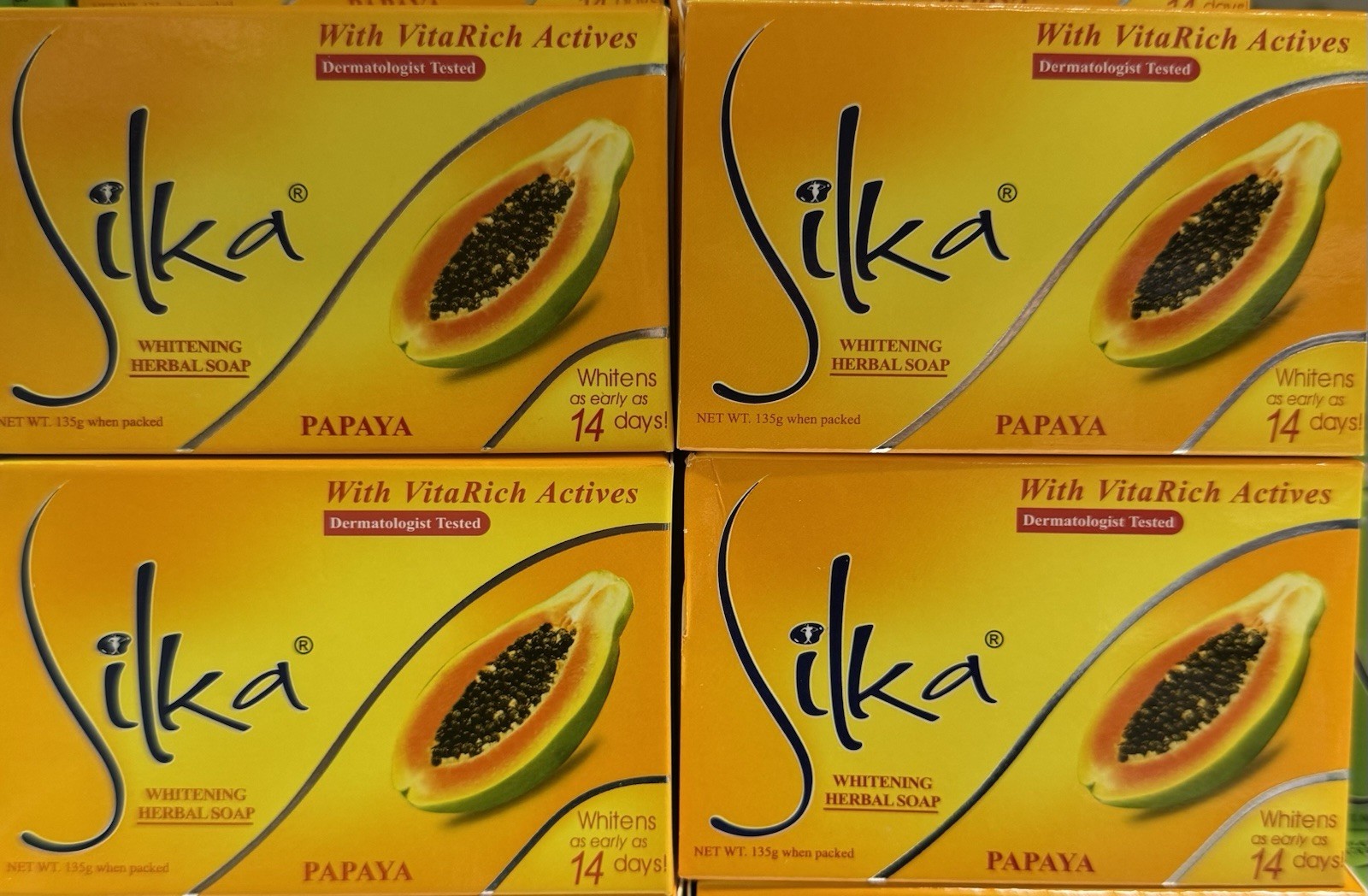 Silka Papaya Whitening Herbal Soap 135g (Lot Of 4)