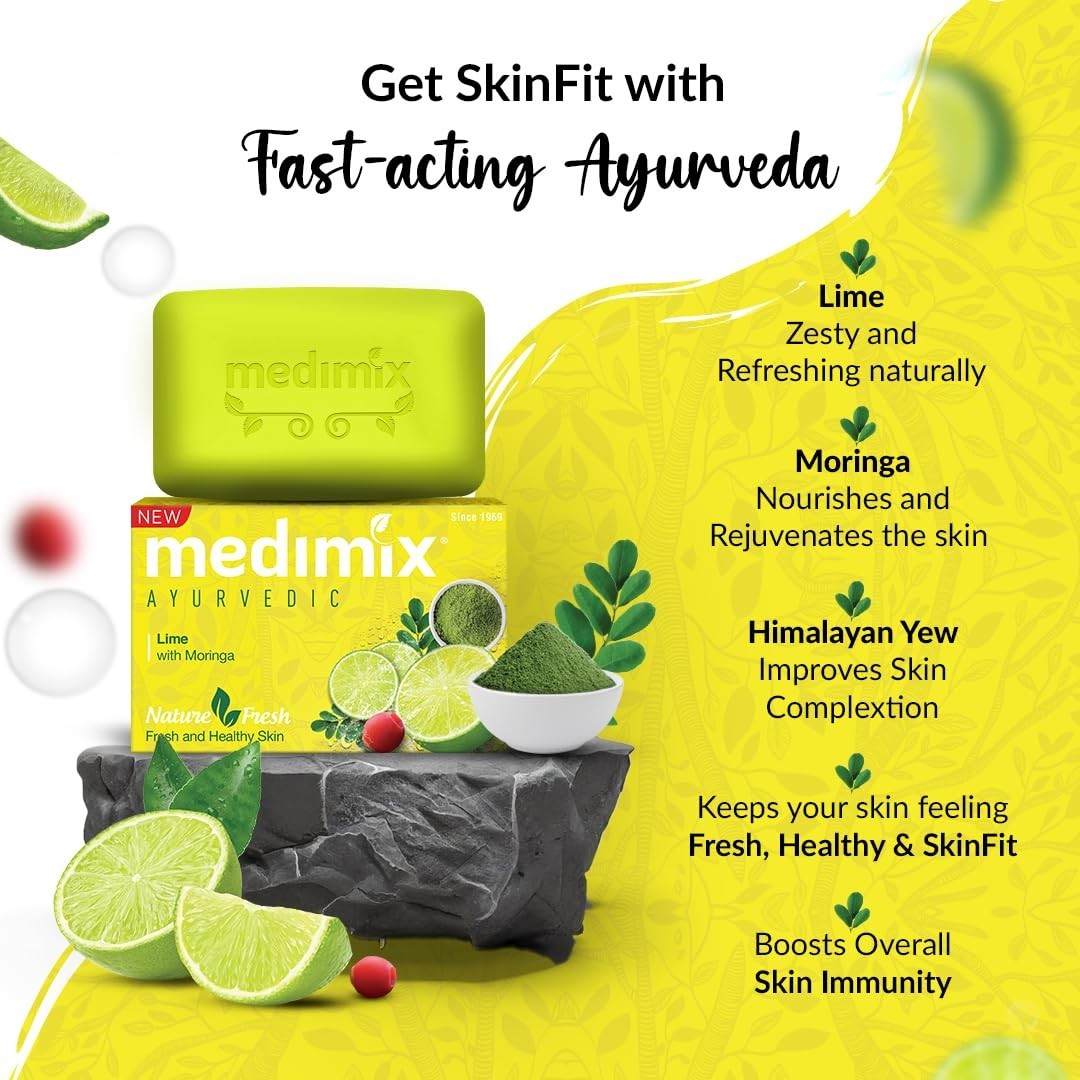Medimix Nature Ayurvedic Soap 625g | Lime with Moringa | Paraben & Sulphate Free