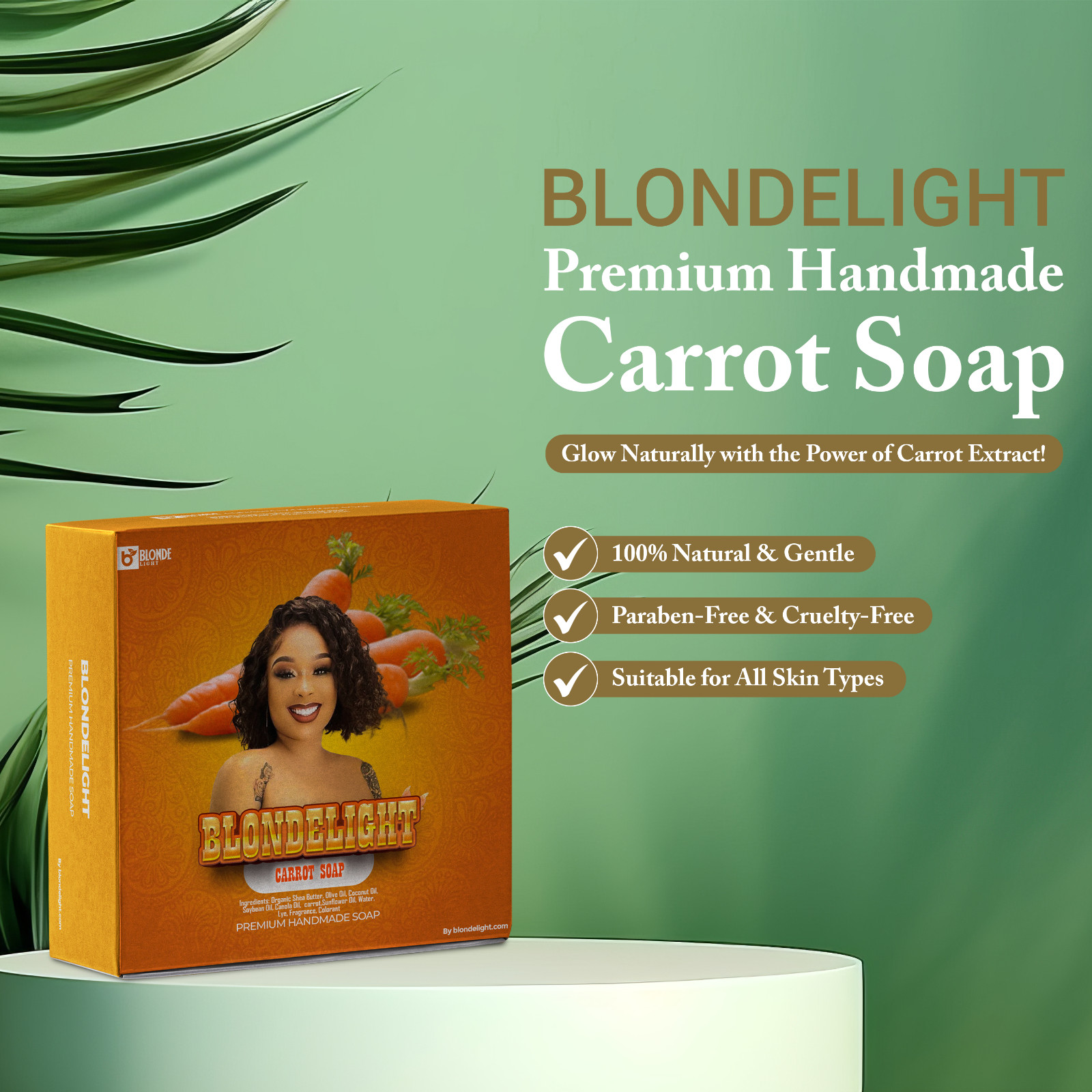 BLONDELIGHT Carrot Soap | Moisturizing & Nourishing Face & Body Bar