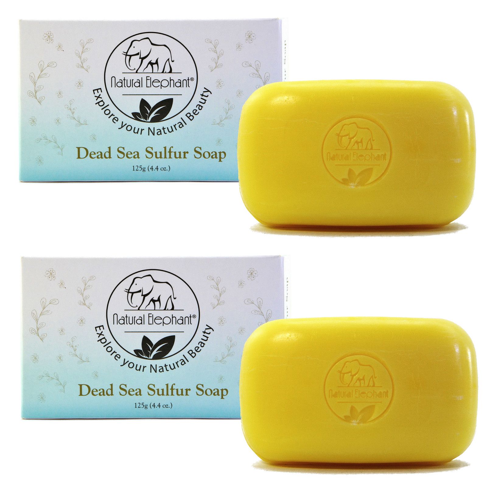 Natural Elephant Dead Sea Sulfur Soap 4.4 oz (125 g) Pack of 2
