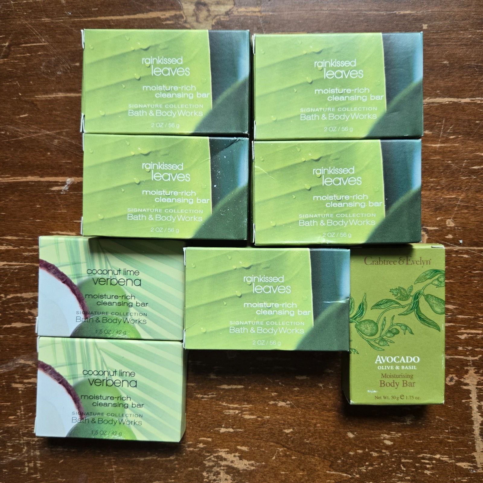 8 Bath and Body Works Rain Kissed Leaves Coconut Lime Verbena Bar Soap Crabtree