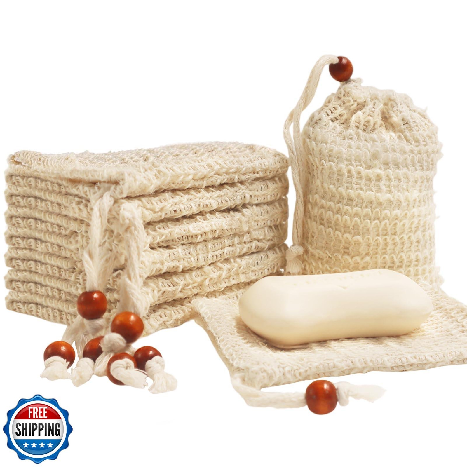 Sopurrrdy 8 Pcs Natural Sisal Soap Saver Bag for Soap Bar Organic Soaps Pouch