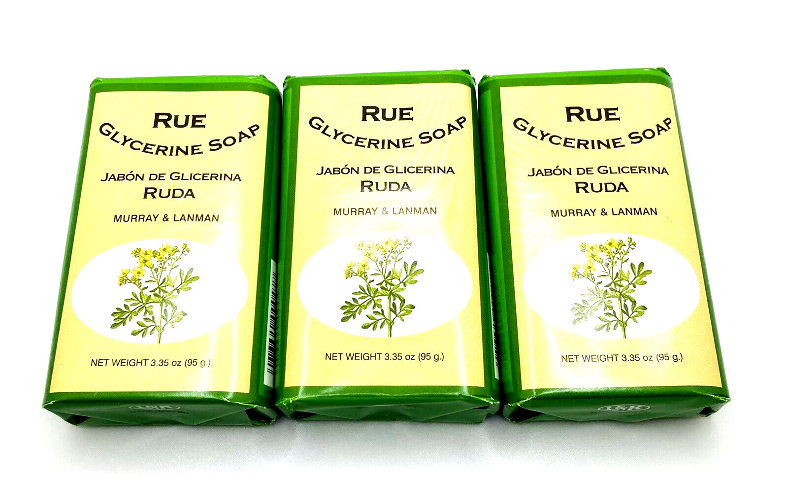 Murray & Lanman Rue Glycerine Soap Bars 3.35 oz Jabon de Ruda (3 Pack)
