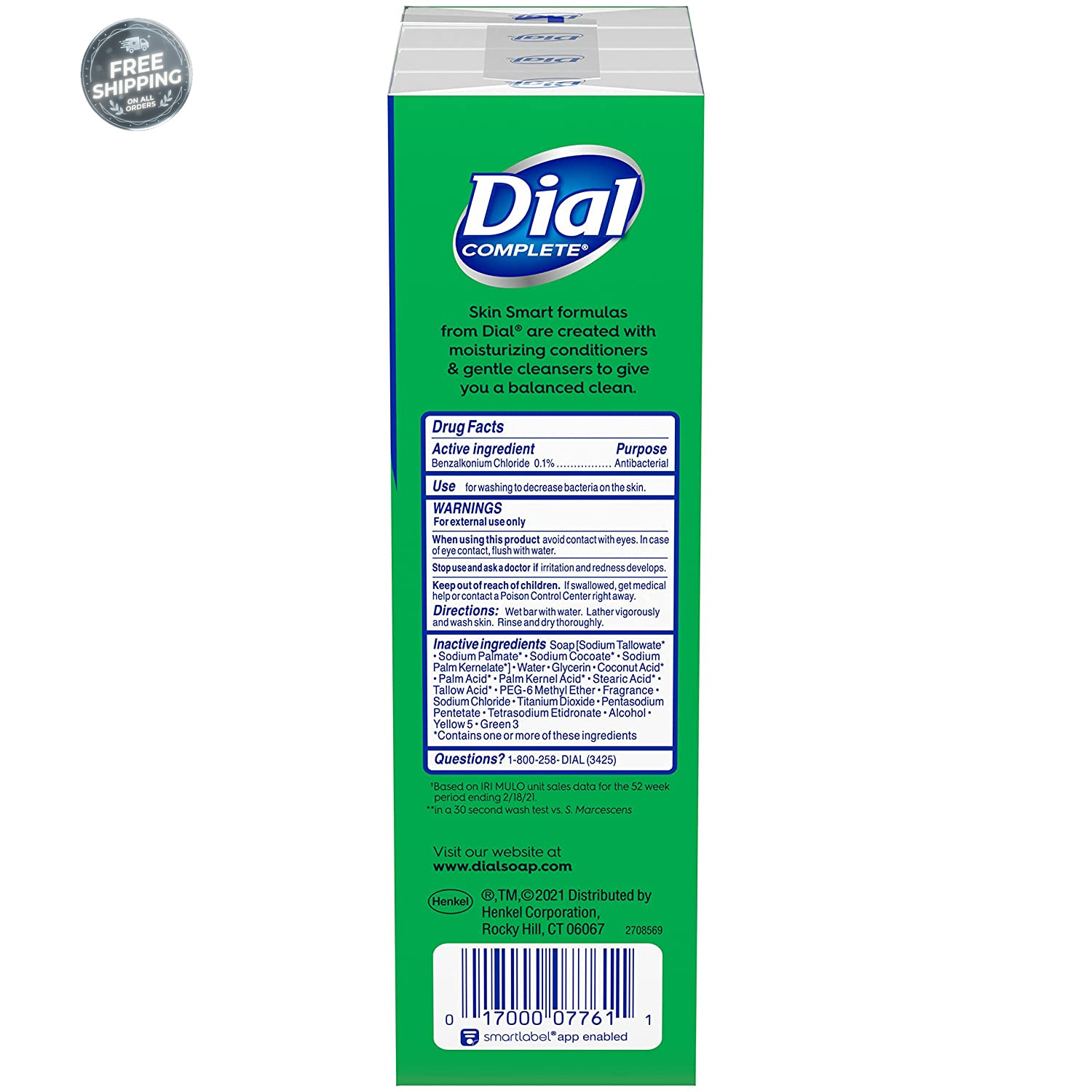 Dial Antibacterial Bar Soap, Refresh & Renew, Mountain Fresh, 4 Oz, 8