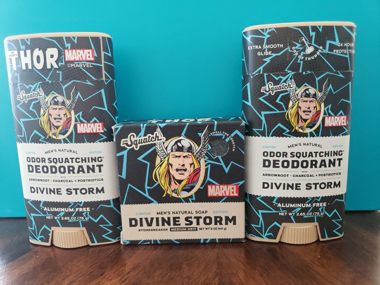 3 Pack – DR. Squatch Thor Men’s Aluminum Free Deodorant 2.65 fl oz – Soap 5oz