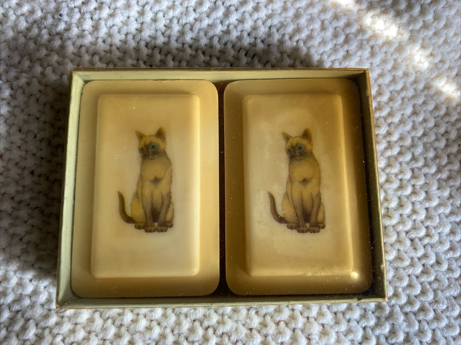 Vtg KATHERINE GRAY, INC,Riverton, WY Set Of 2 Cat Design Bar Soaps New in Box