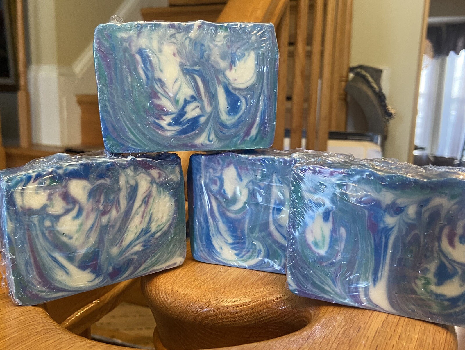 Handcrafted Swirl Soap Bar Purple, Green, Blue, White