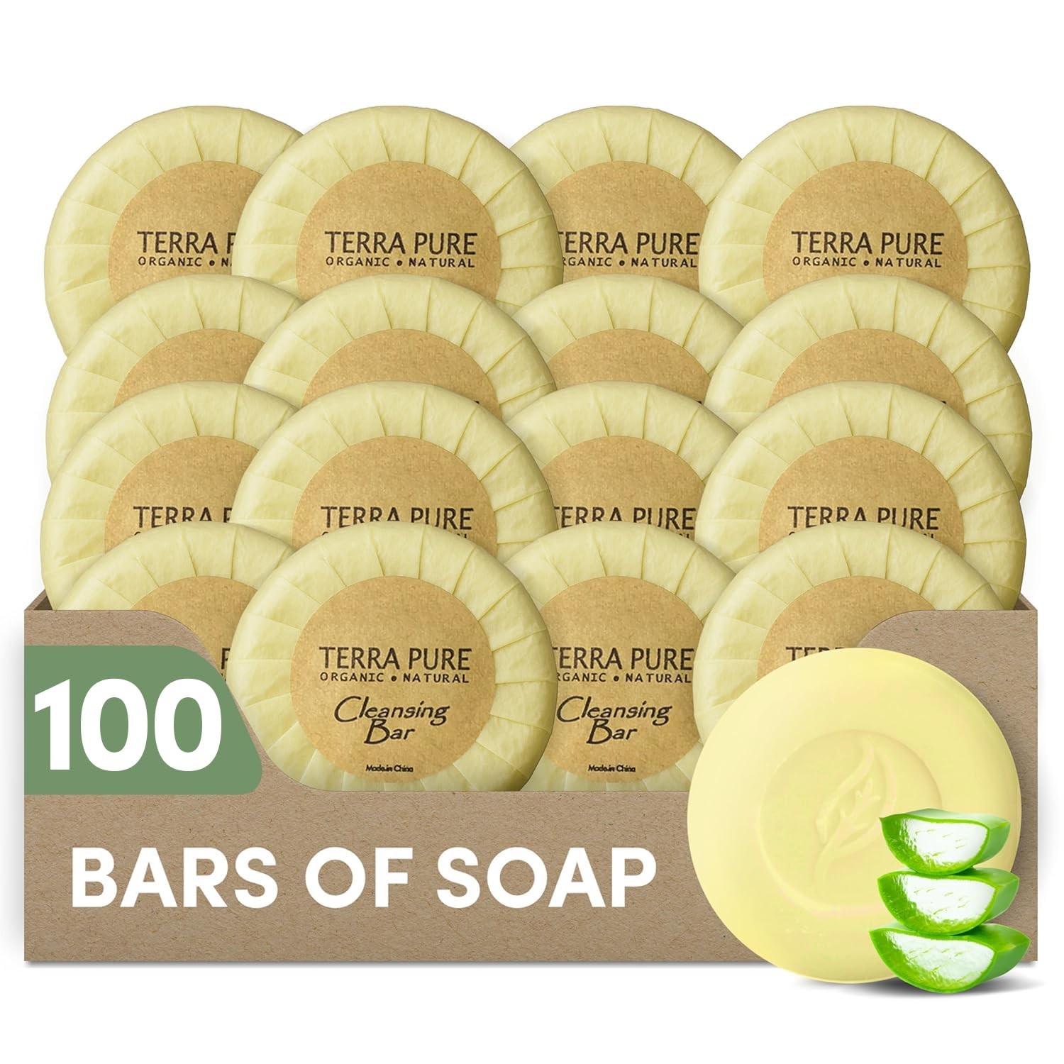 Terra Pure Travel Size Hotel Bar Soap 100 Count 0.6 Oz Body Bars Guest