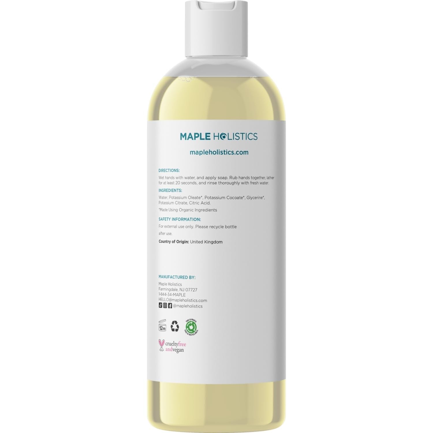 8oz Unscented Liquid Castile Soap for Sensitive Skin & All-Purpose Use