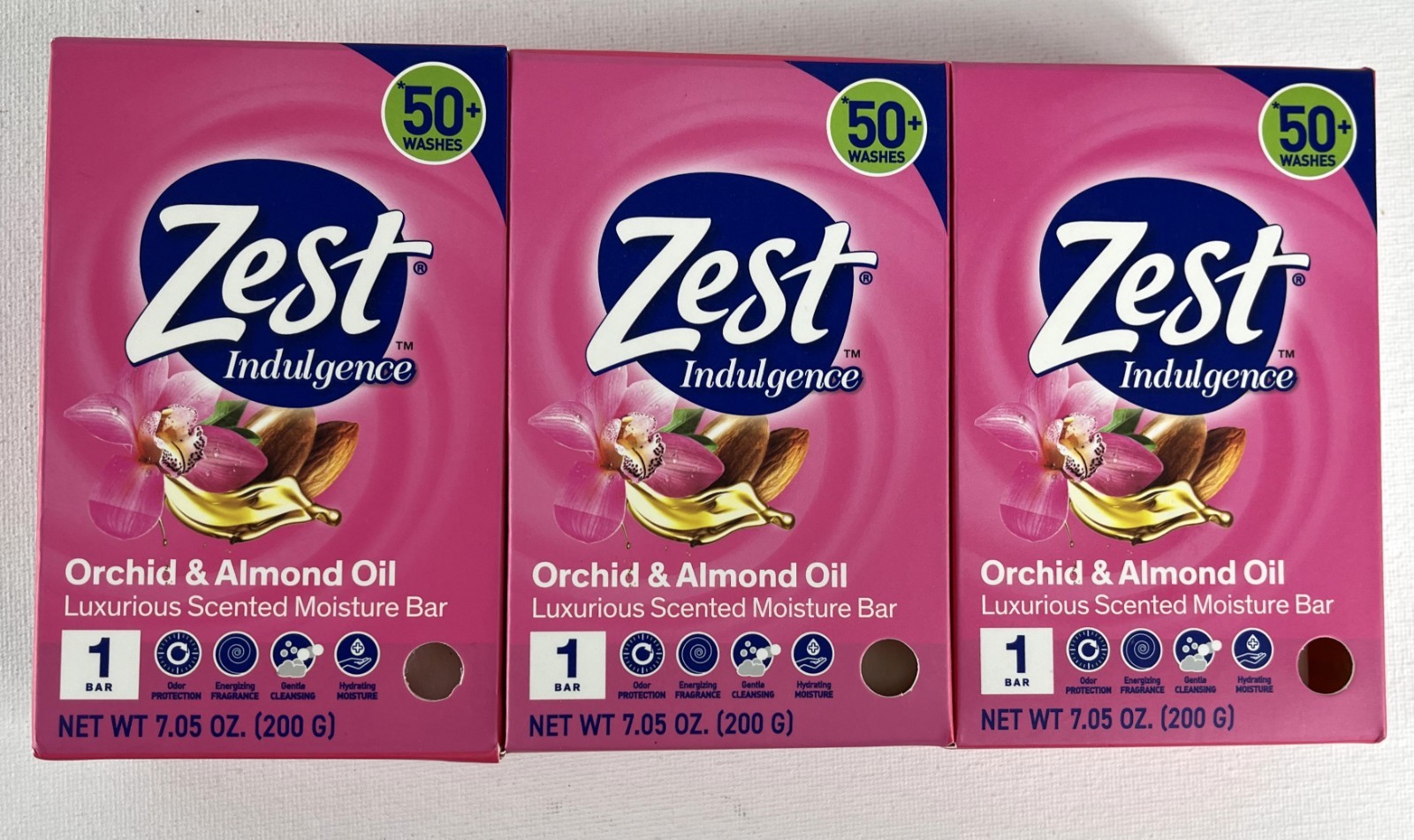 Zest Indulgence Orchid & Almond Oil Bar Soap 7.05oz Moisture Bars Lot of 3