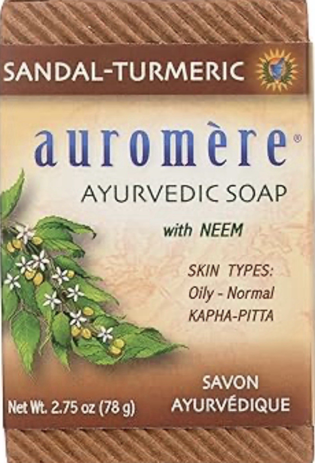 Auromere Ayurvedic Sandal Turmeric Soap 2.75 oz Vegan Neem – 6 Pack