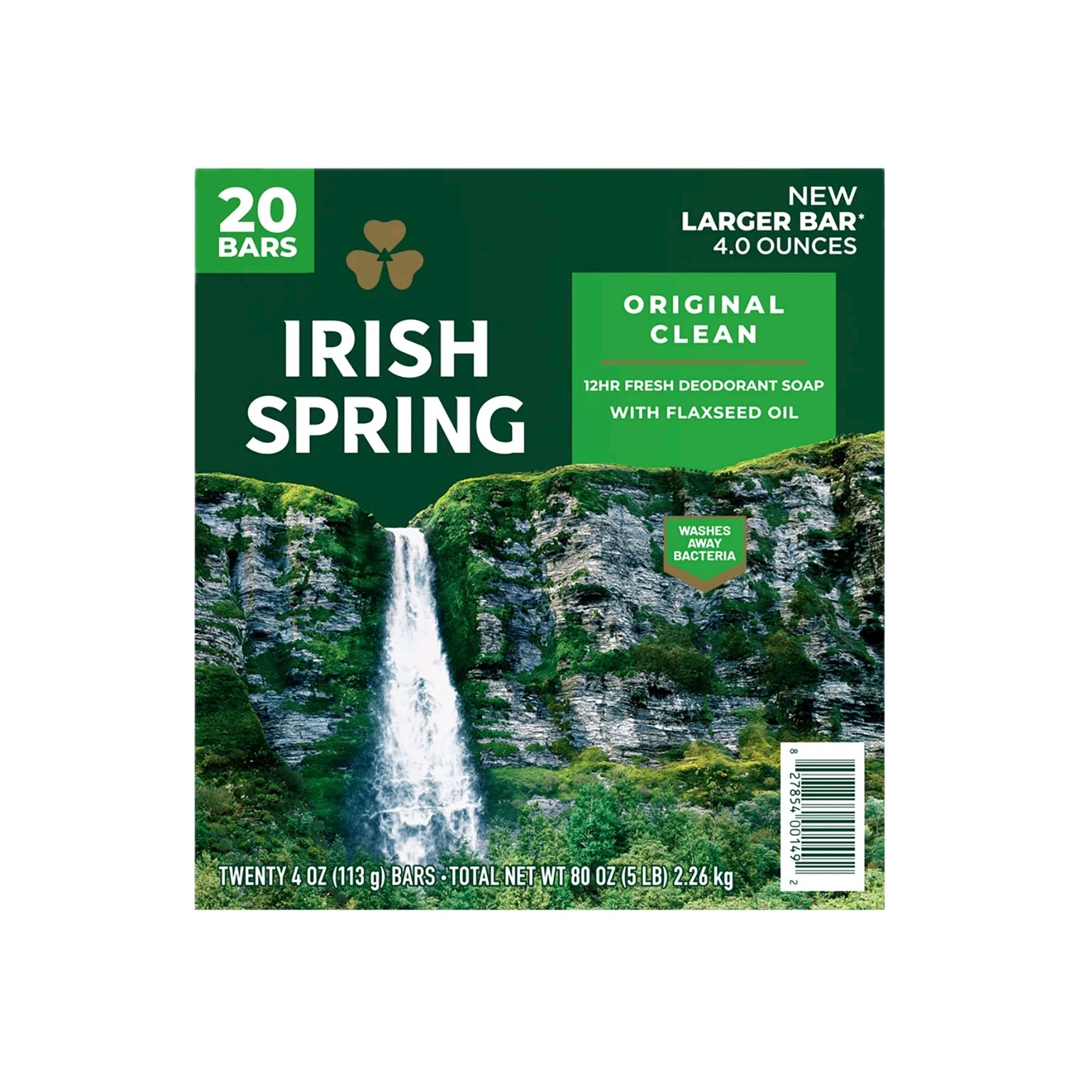 20 Count x 4oz Ea Irish Spring Men’s Bar Soap Original Clean Deodorant Bars New