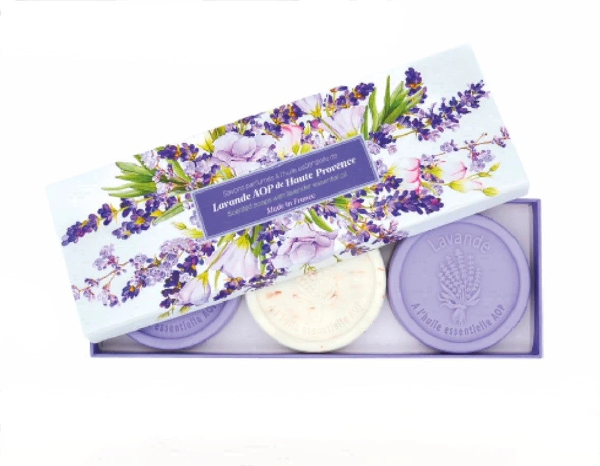 Lavender set from Provence 3 Soaps with PDO Essential Oil and exfoliant soap