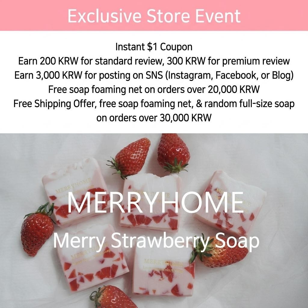 [K Beauty] Merry Home Strawberry Handmade Soap Vitamin C Milia 110g / 3.88 oz
