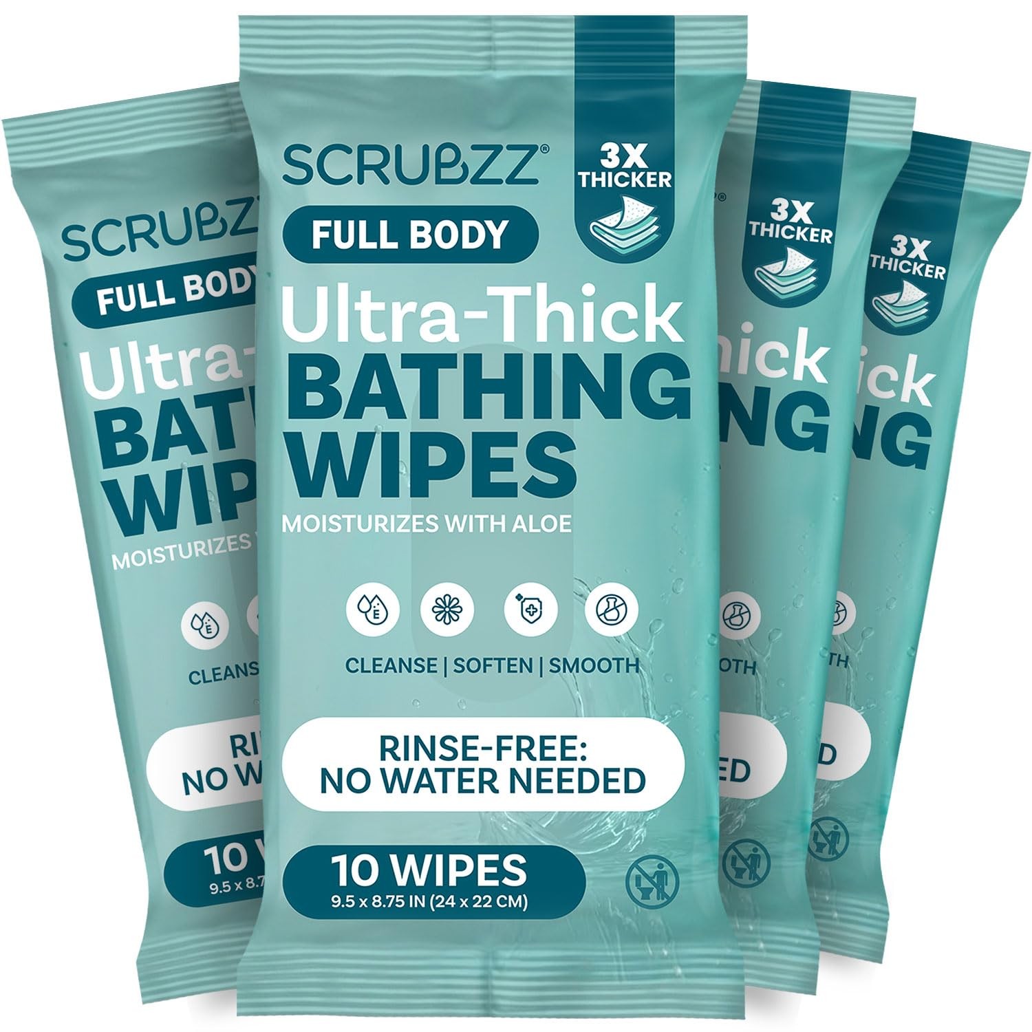 Extra Large Bath Wipes for Adults Bathing No Rinse 40 Ultra Thick Disposable…