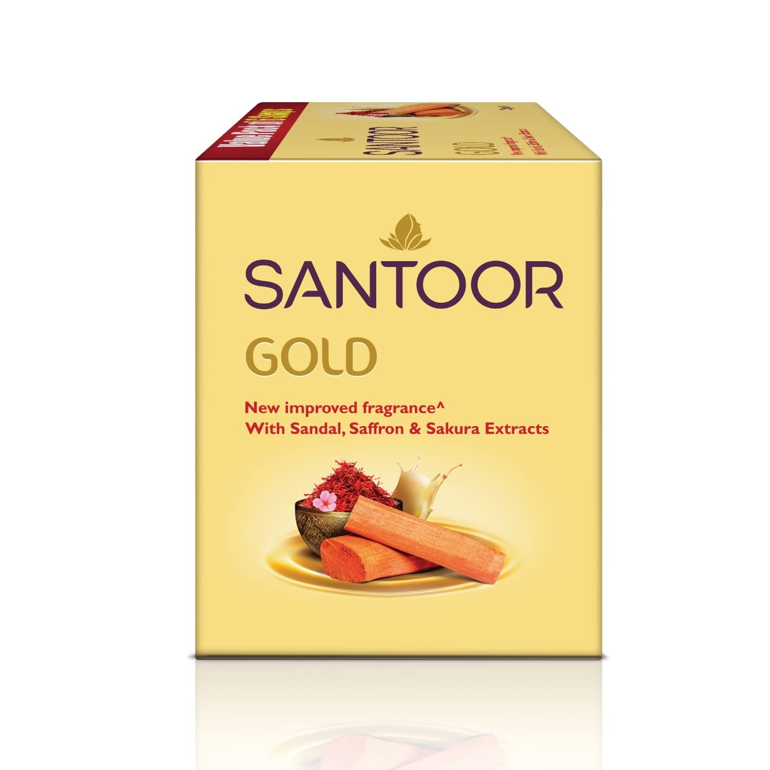 Santoor Gold Bathing Bar Soap with Kashmiri Saffron Sandal Each 125g Pack Of 6