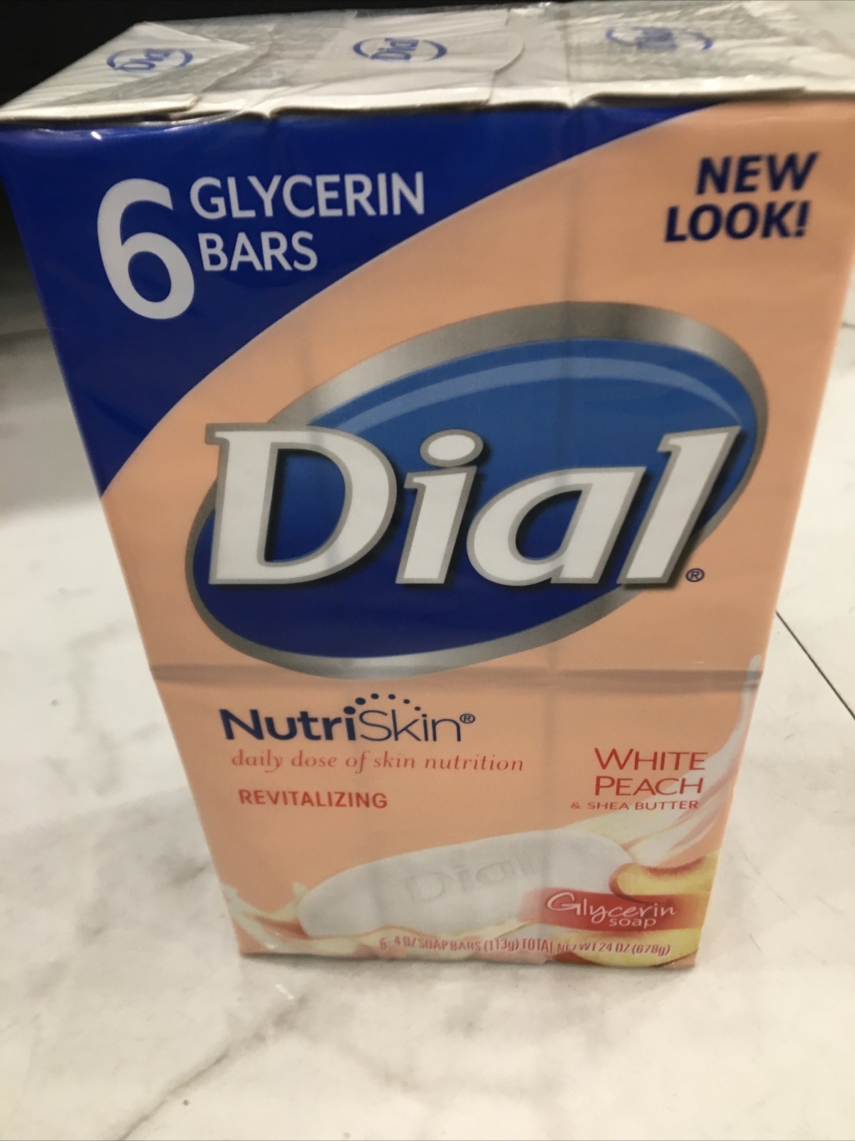Dial NutriSkin White Peach and Shea Butter Glycerin Bar Soap 6 Bars 4oz Each
