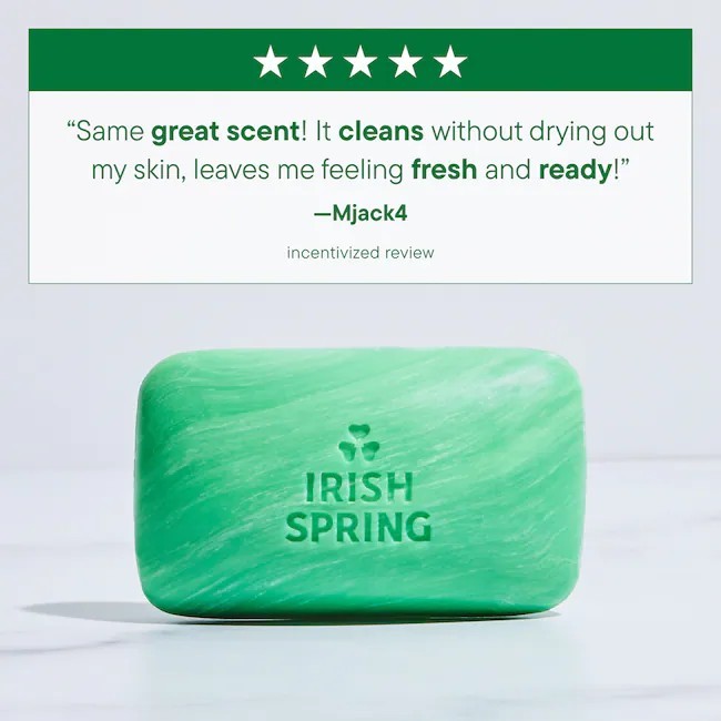 Irish Spring Classic Original Deodorant Bar Soap 2-Pack, Total 6.4 oz