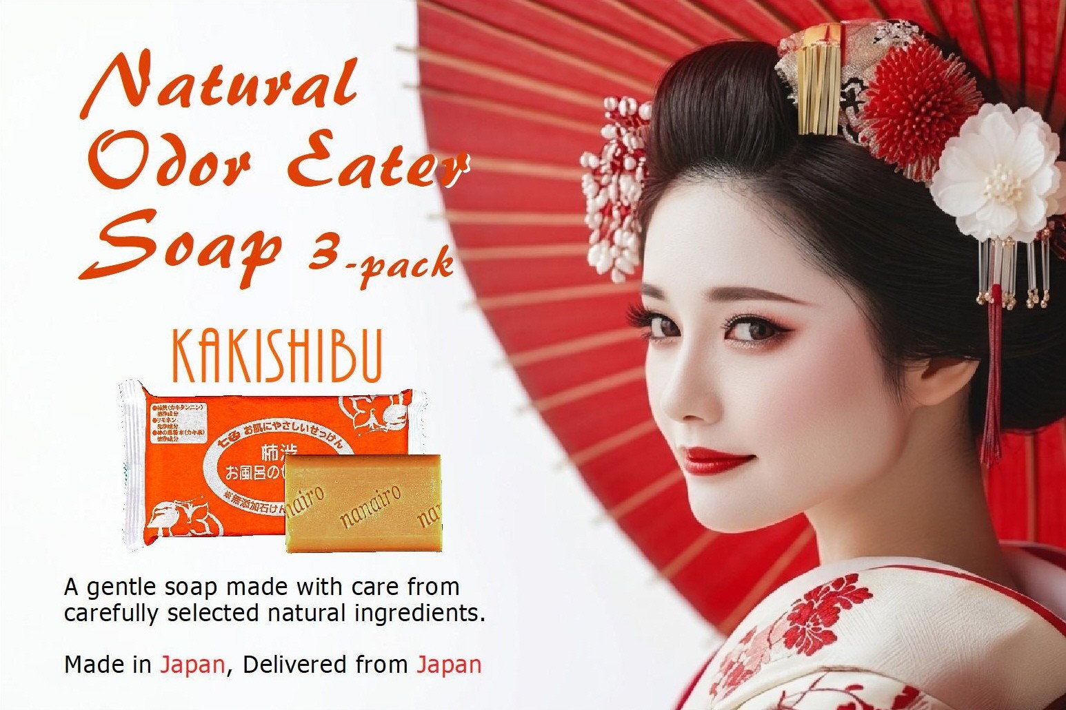 Made in Japan Persimmon Soap Bar for body Odor Old People Smell 3PCS