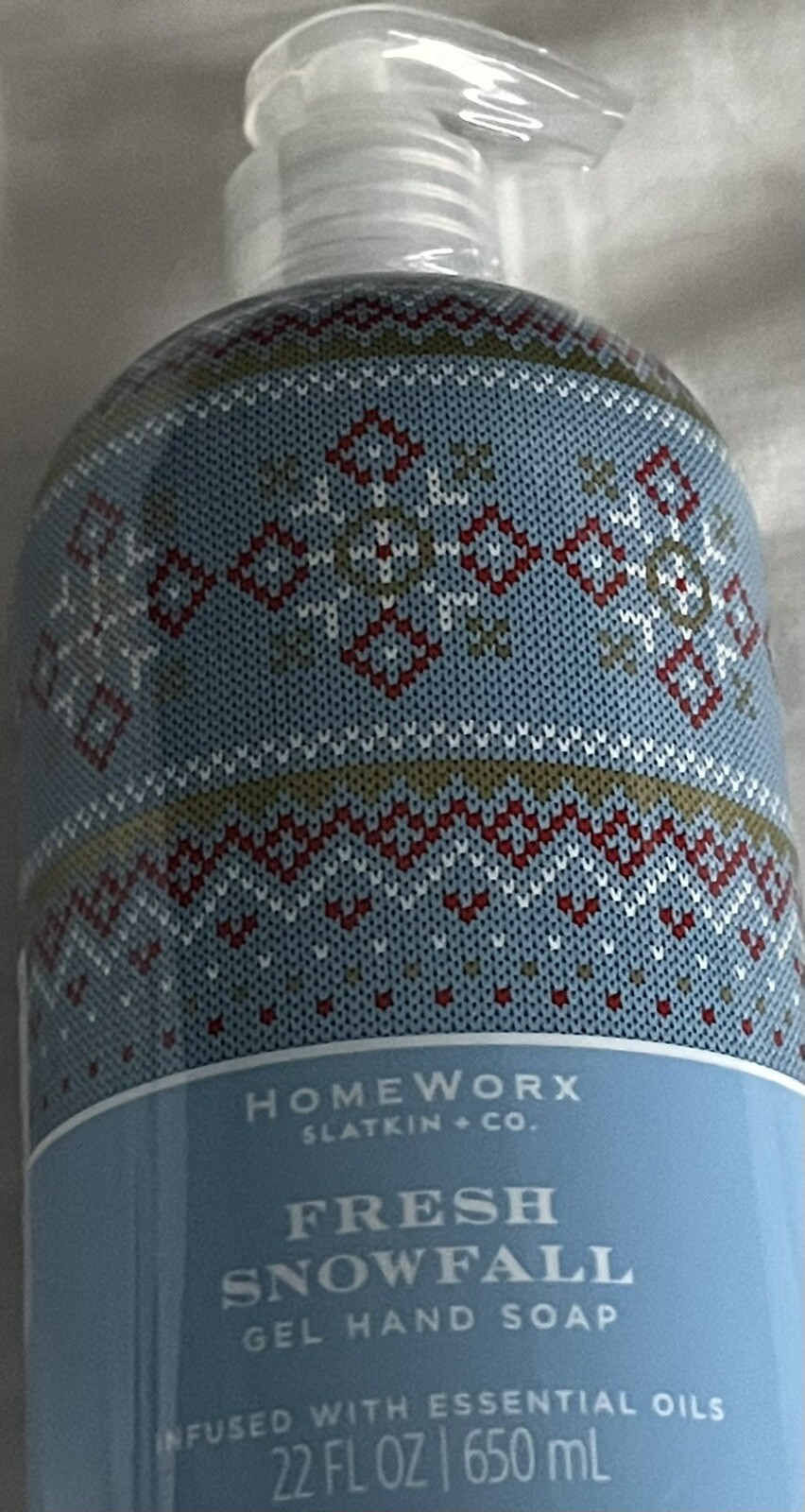NEW HOMEWORX BY SLATKIN & CO FRESH SNOWFALL GEL HAND SOAP-22 FL OZ-