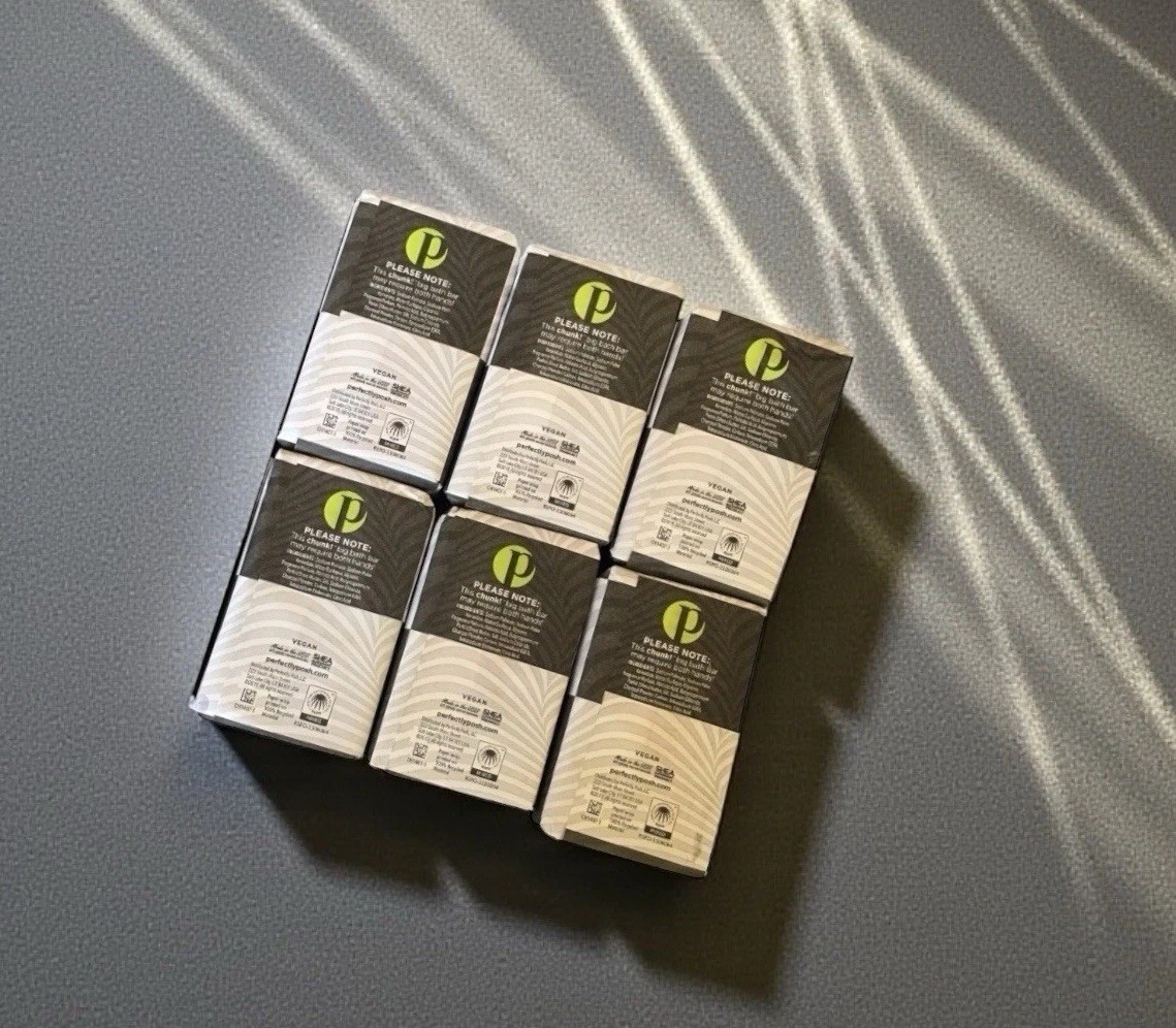 6 Gender Bender Chunk Soap Perfectly Posh Charcoal Bath Bars – 7oz New & Sealed