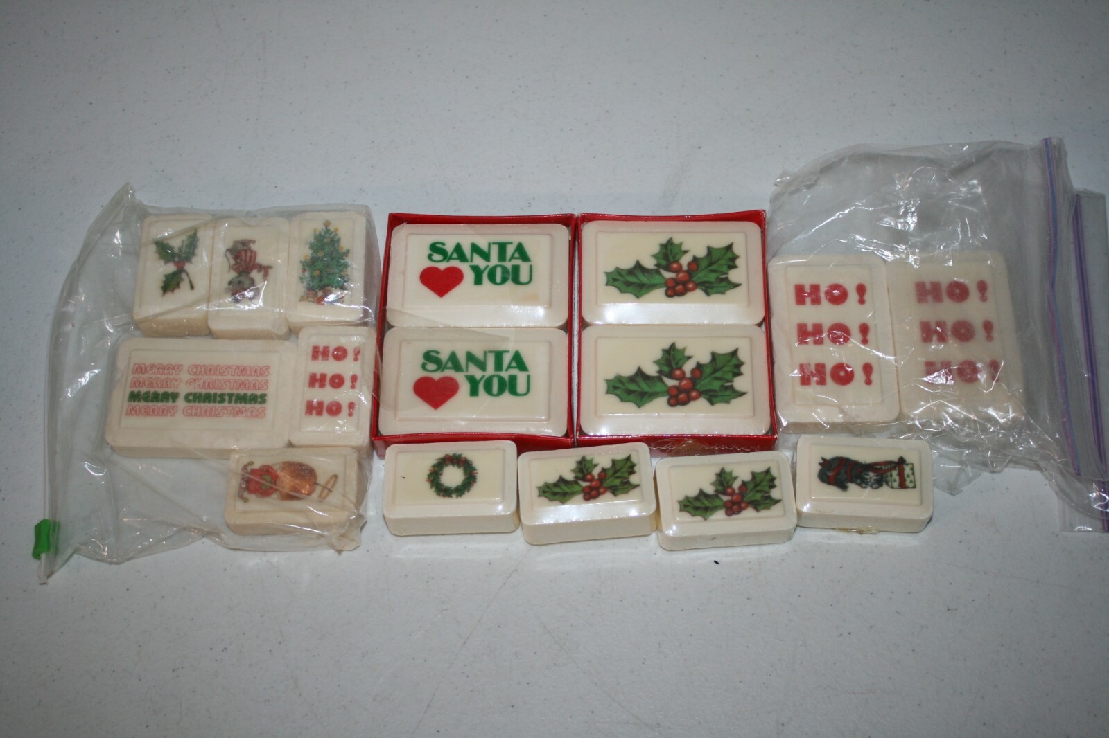 Lot of Vintage Katherine Gray Christmas Soap Bars Santa Merry Christmas Holidays