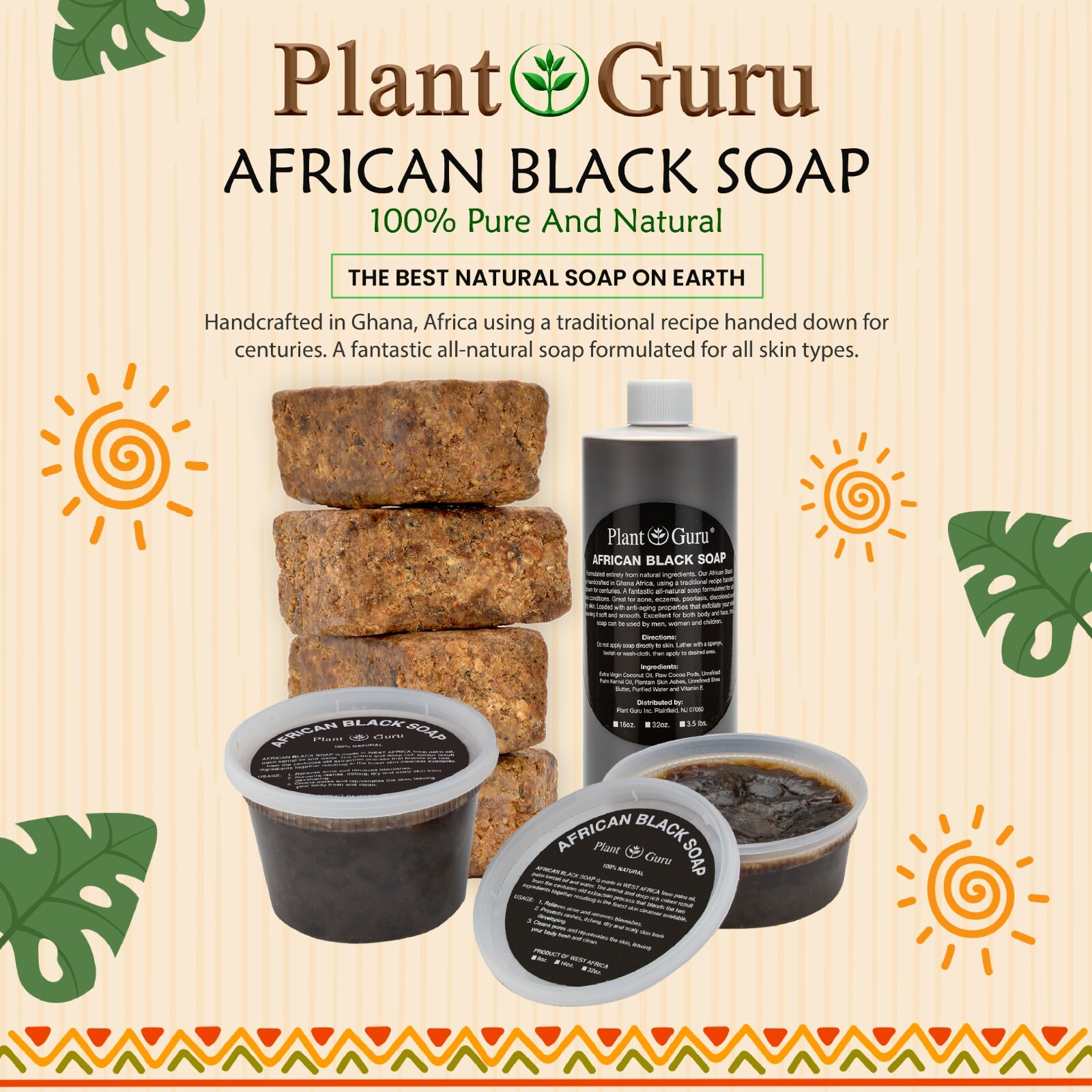 16 oz. SCENTED African Black Soap Liquid Raw 100% Pure Organic Body Face Wash