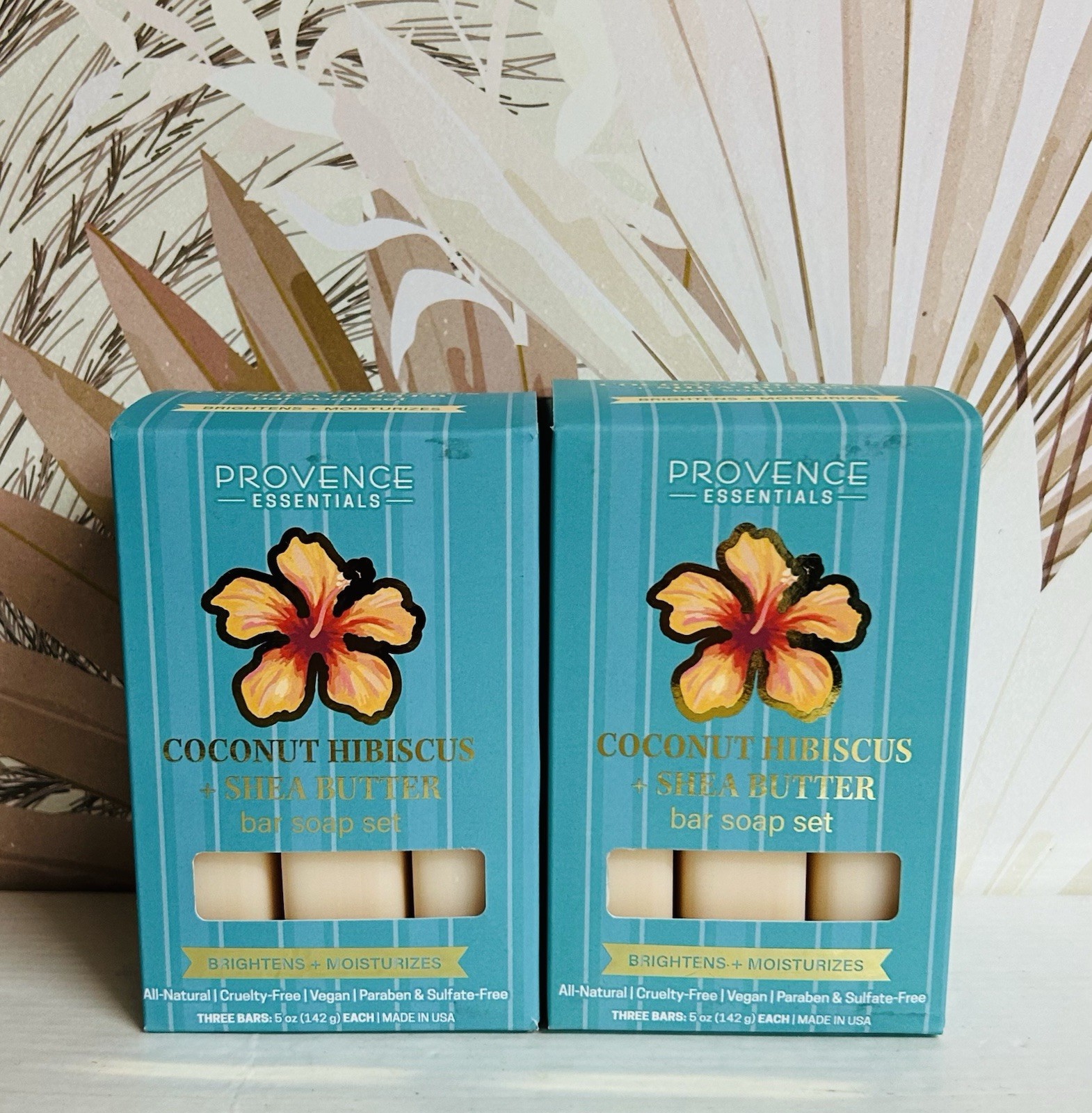 2-Pack Provence Essentials ~ Coconut Hibiscus Bar Soap Set 6 Bars 5 oz Each