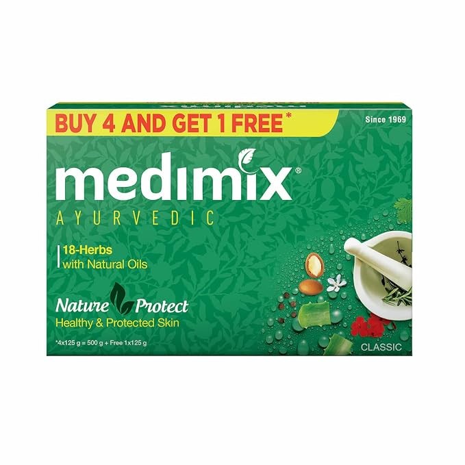 Medimix Ayurvedic Classic 18 Herbs Bathing Soap 125g (Pack of 5)