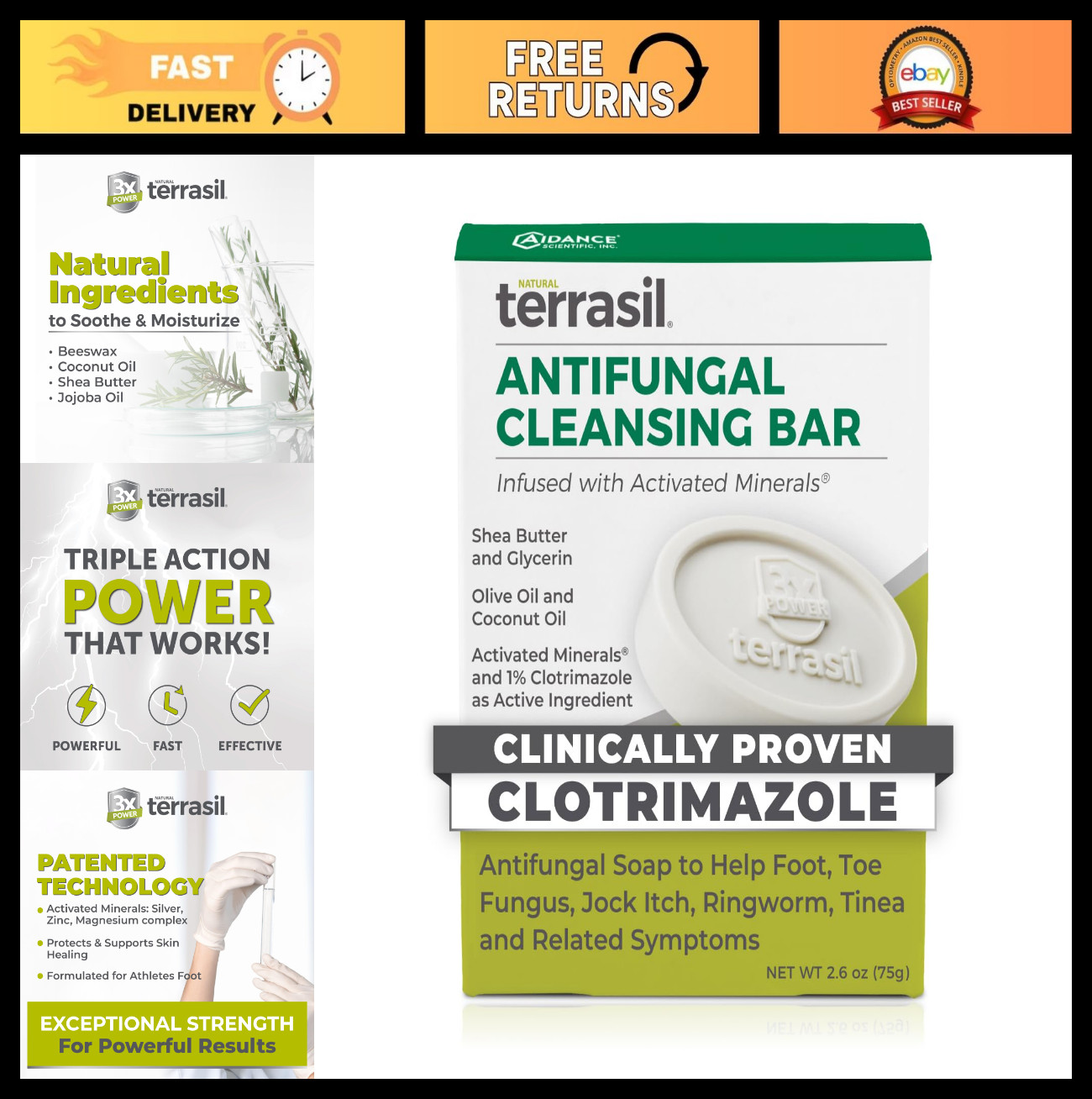 Antifungal Soap for Jock Itch, Athlete’s Foot, Yeast Infection & Ringworm – 75g