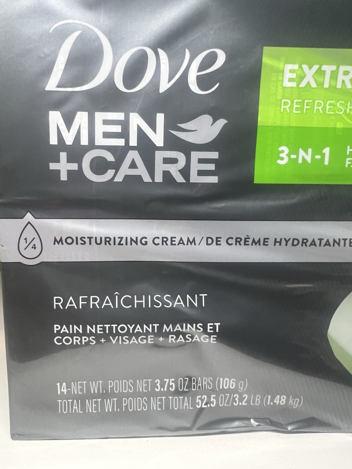 Dove Men+Care Body And Face Bar Soap, Extra Fresh 14 Bars SEALED BOX