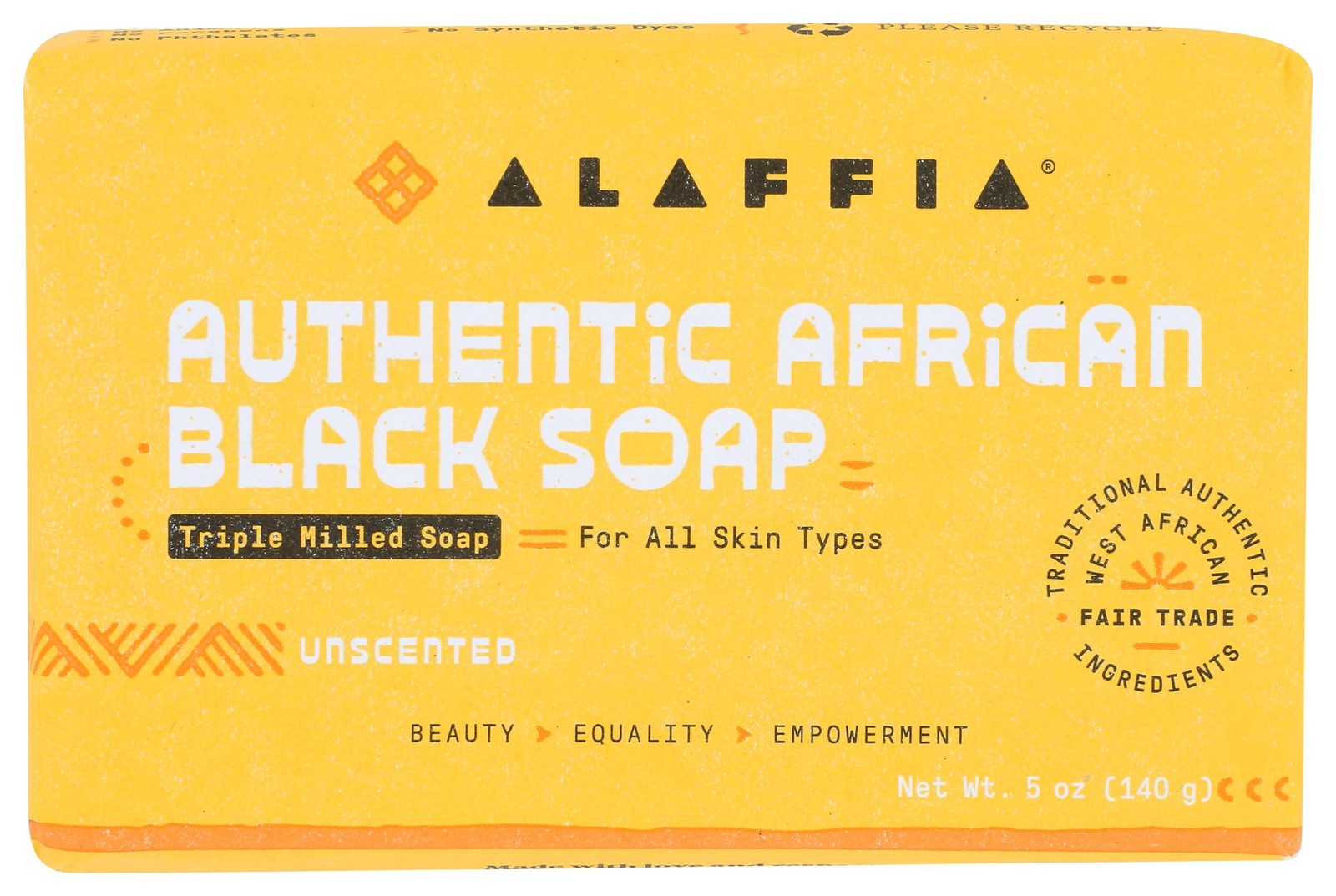 Unscented Authentic African Black Soap, 5 Oz