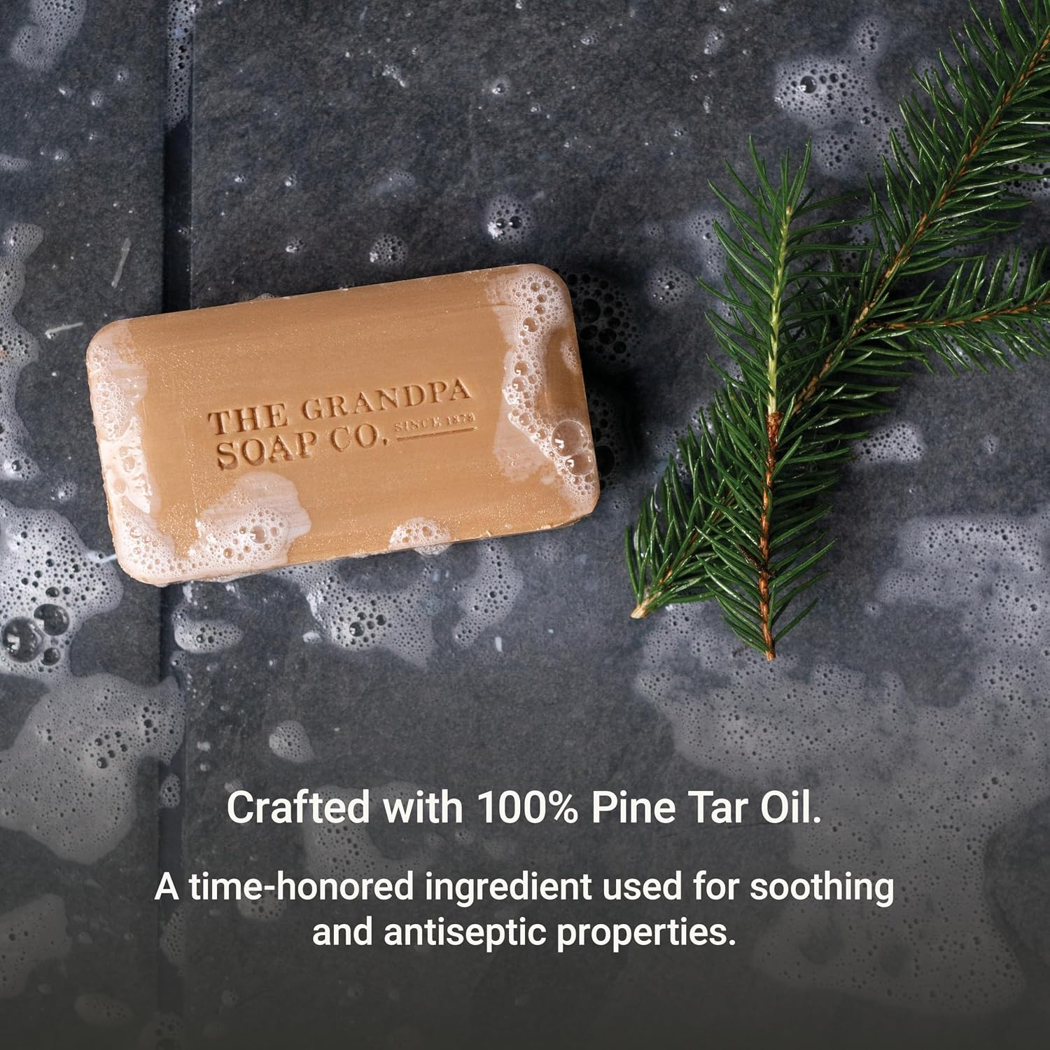 The Grandpa Soap Company Pine Tar Bar Soap for Men- Made with Pine Tar Oil, 3 in