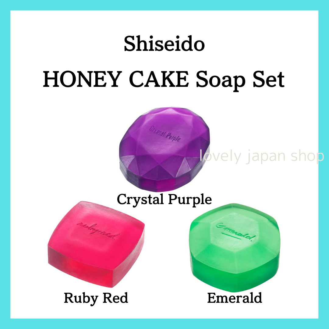 Shiseido HONEY CAKE Facial Wash Soap Set Emerald,Crystal Purple,Ruby Red Japan