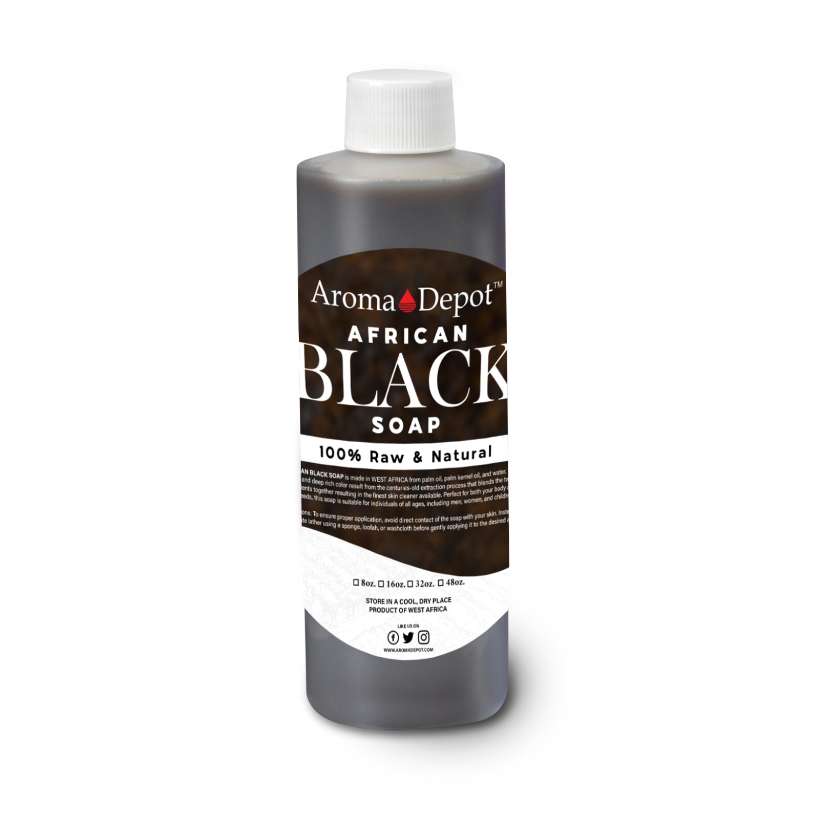 Black Soap Liquid 8 oz. Raw African Soap Natural Wash Face Body Hair Shampoo