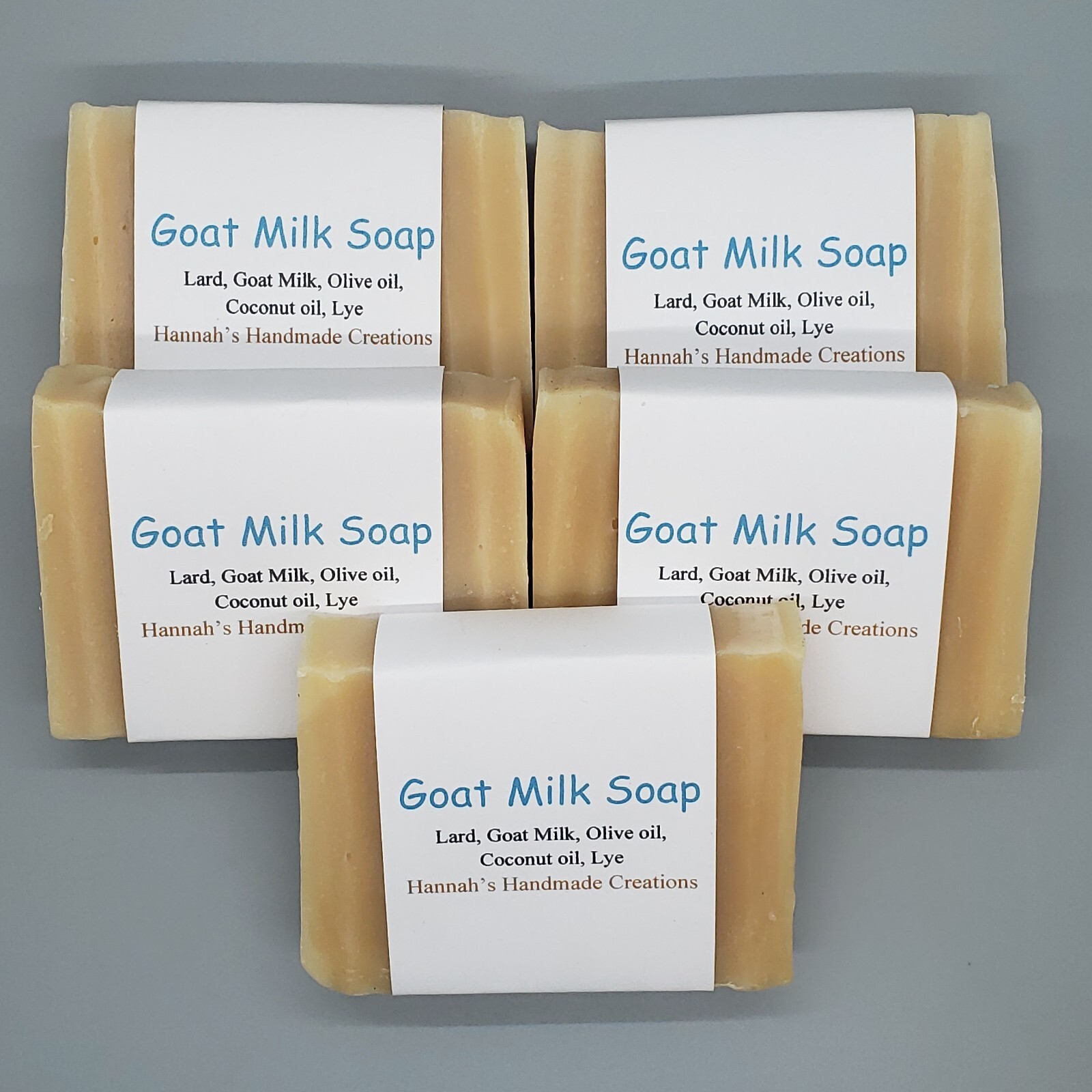 5 pack of Goat Milk Soap – Colorant, Fragrance, and Palm oil free