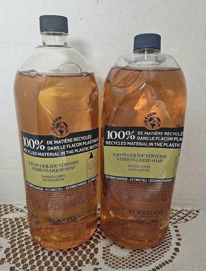 L’OCCITANE Shea VERBANA LIquid Soap REFILL Hand & Body 16.9 fl oz Ea. X 2 France