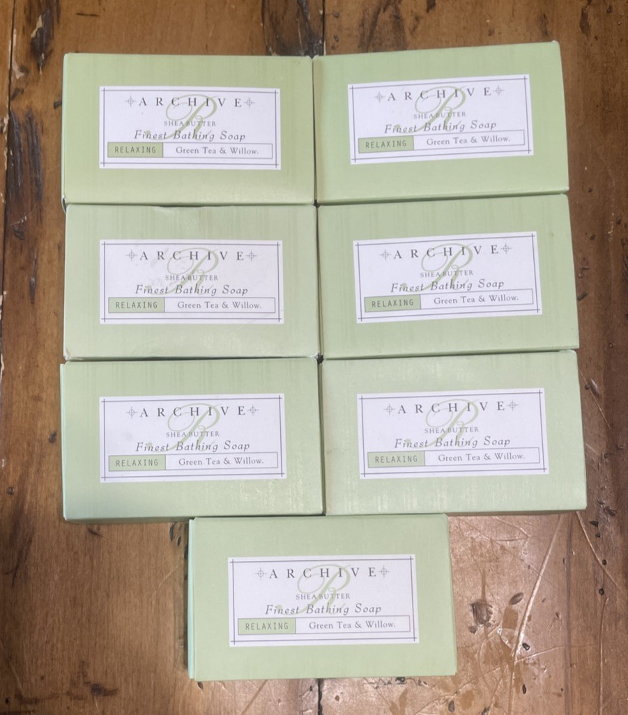 Archive Shea Butter Relaxing Green Tea & Willow Bath Soap – 2 oz Each (Lot of 7)