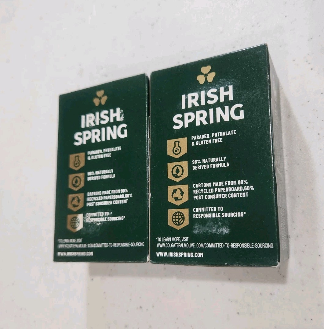 NEW Irish Spring 2 Count Piece Original Clean 4.5 oz Body Soap Bars Flaxseed Oil