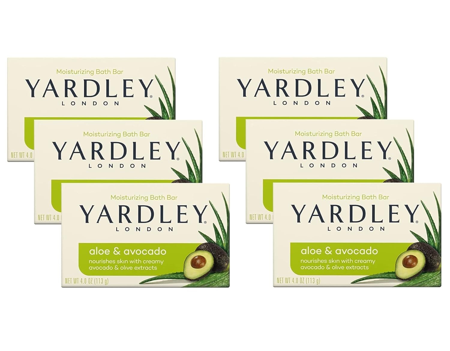 Deeply Moisturizing Aloe and Avocado Bath Bars – 6 x 4 oz with Herbal Scent