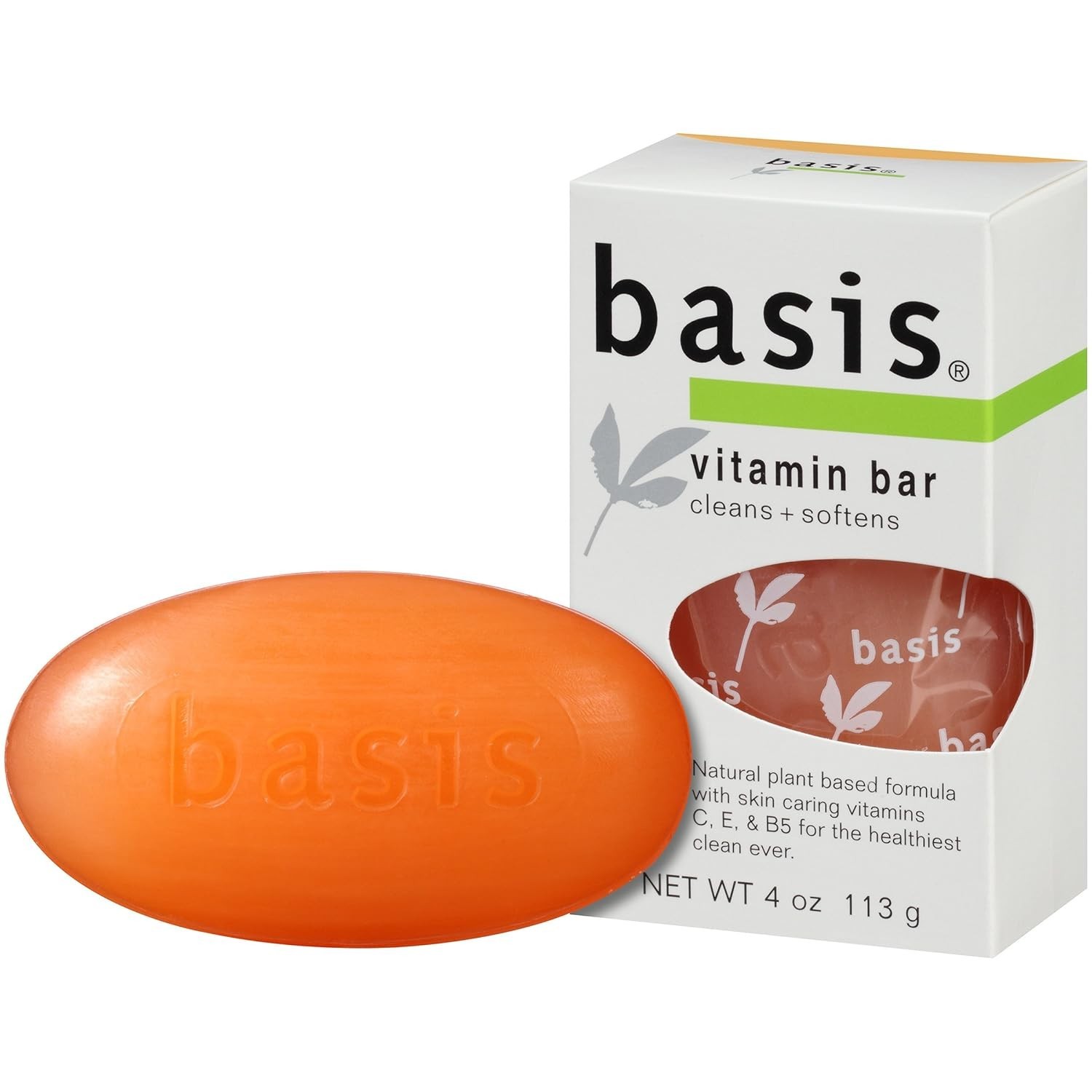 Basis Vitamin Bar Soap for Body, Hands and Face Cleans + Soothes All Skin Types