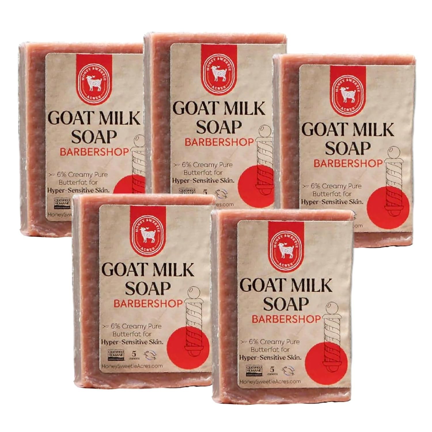 Honey Sweetie Acres All Natural Goat Milk Soap 5oz Moisturizing Body Bar 5 Pack