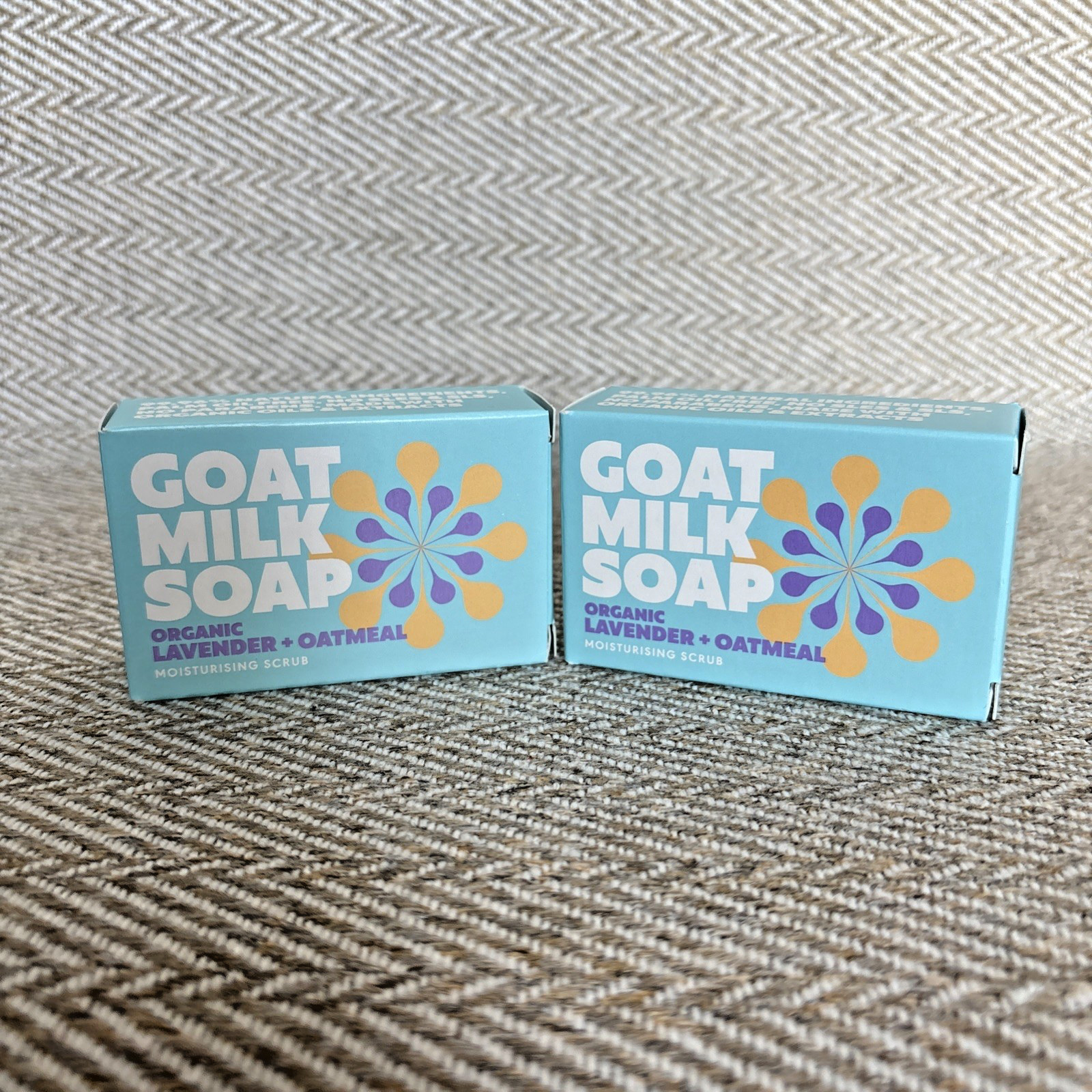 2 Lavender & Oatmeal Organic Scrub Bar Goat Milk Soap 3.5oz Made in Greece