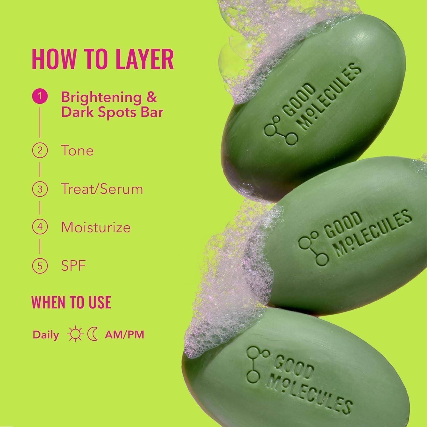 Good Molecules Brightening & Dark Spots Bar – Soap Free Face and Body Bar –