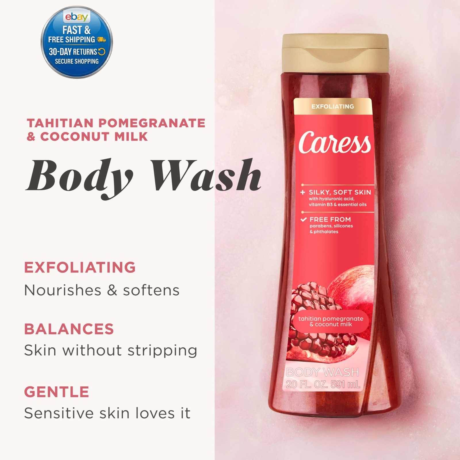Tahitian Pomegranate & Coconut Milk Exfoliating 20 Fl Oz (Pack of 4)