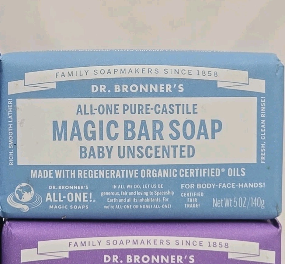 Dr. Bronner’s Pure-Castile Magic Peppermint Lavender Unscented Soap Bars 6-PACK